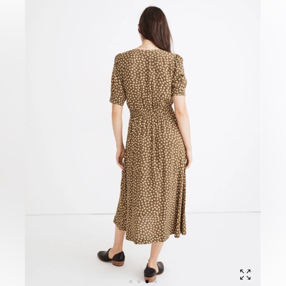 NWT Madewell Button-Cuff Midi Dress in Wood-Cut Flowers - Picture 7 of 9